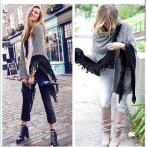 CAbi Pepper Fringe Cape Sweater 3361